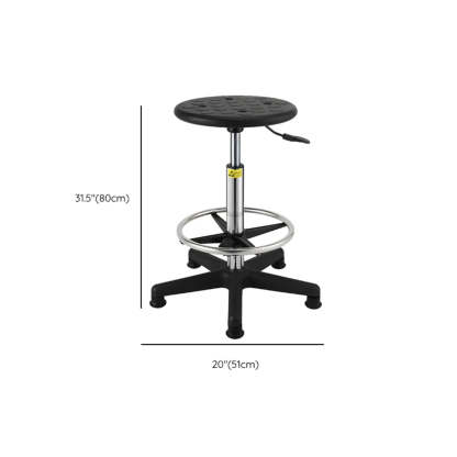 Modern Round Alloy Adjustable Office Stool Black