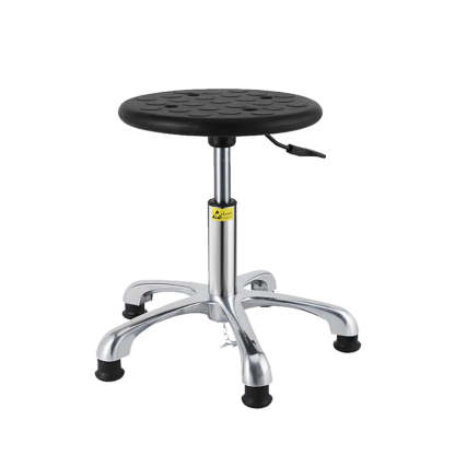 Modern Round Alloy Adjustable Office Stool Black — Aluminium Alloy Leg