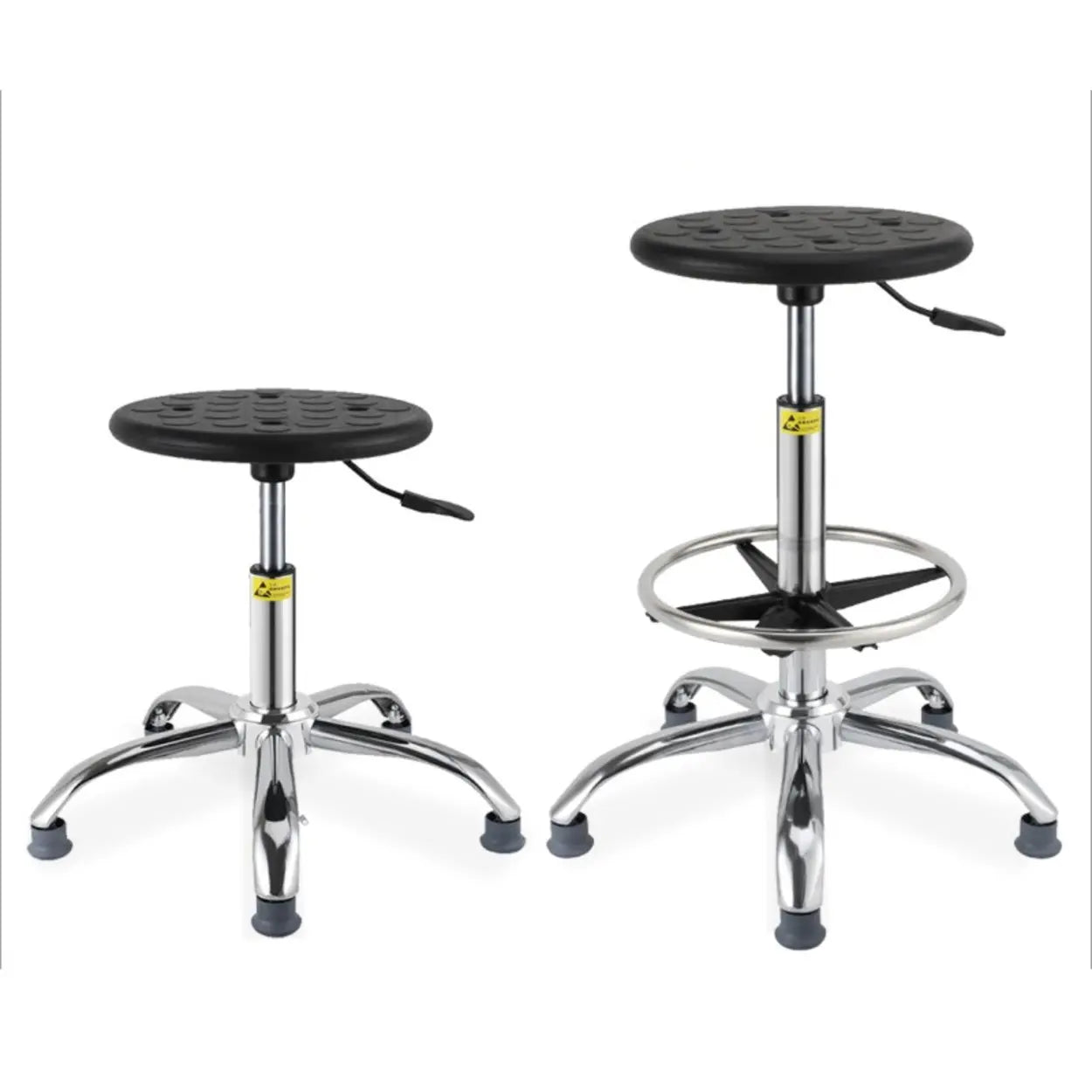 Modern Round Alloy Adjustable Office Stool Black — Aluminium Alloy Leg