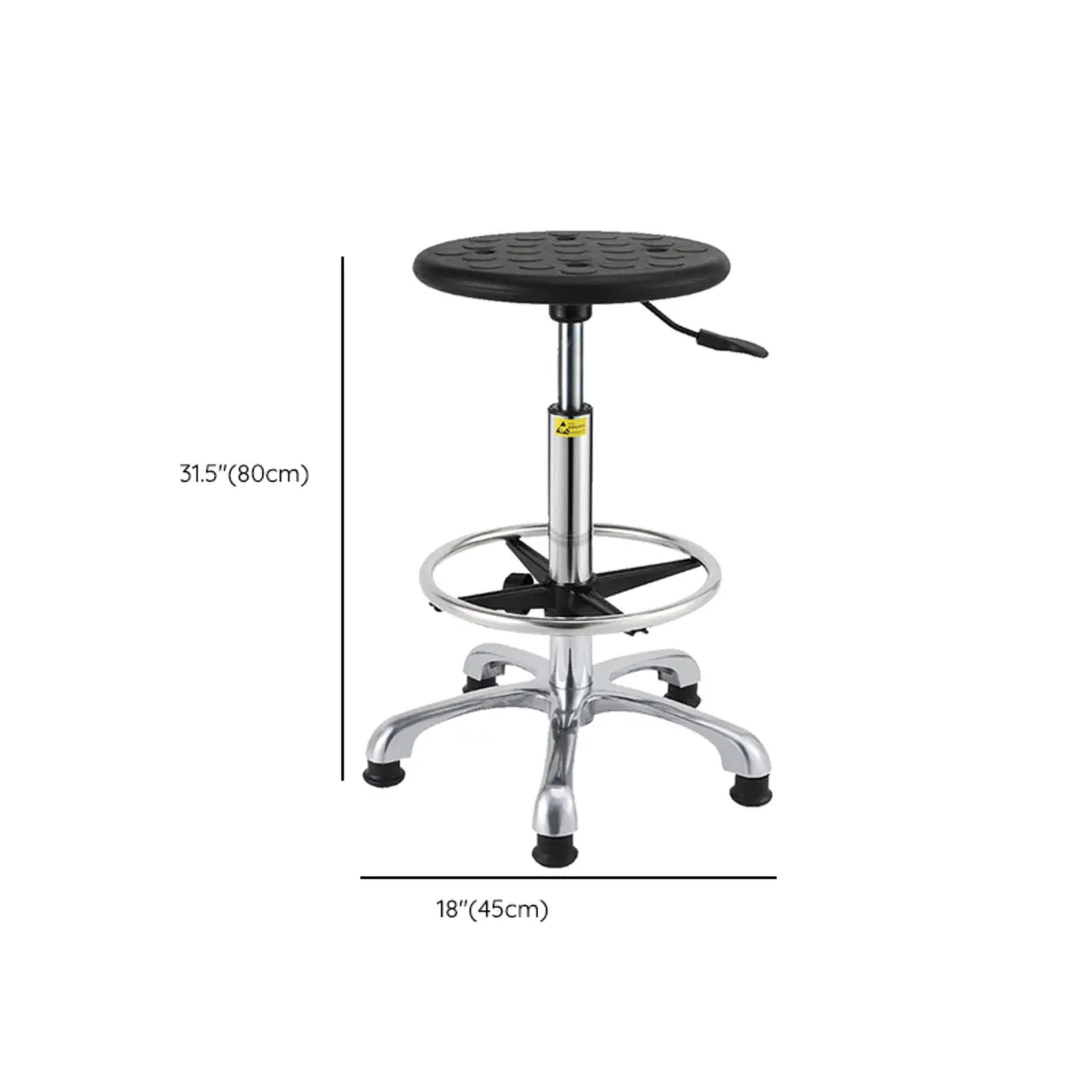 Modern Round Alloy Adjustable Office Stool Black