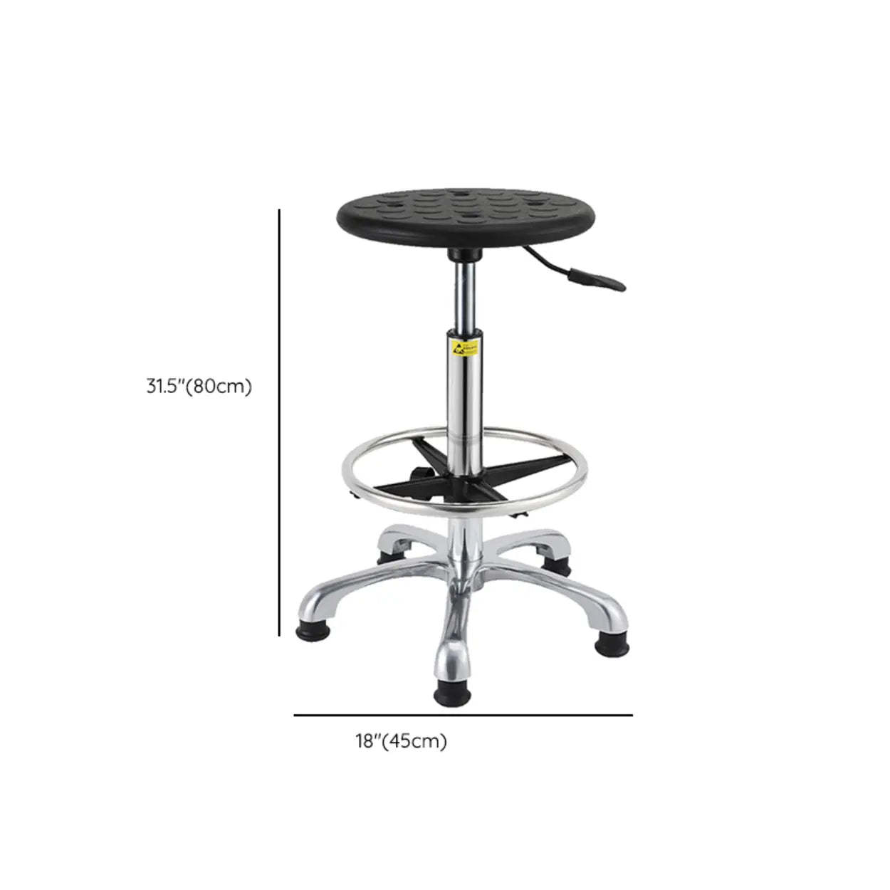 Modern Round Alloy Adjustable Office Stool Black