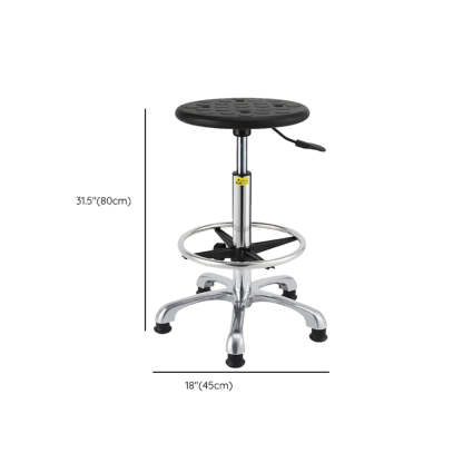 Modern Round Alloy Adjustable Office Stool Black