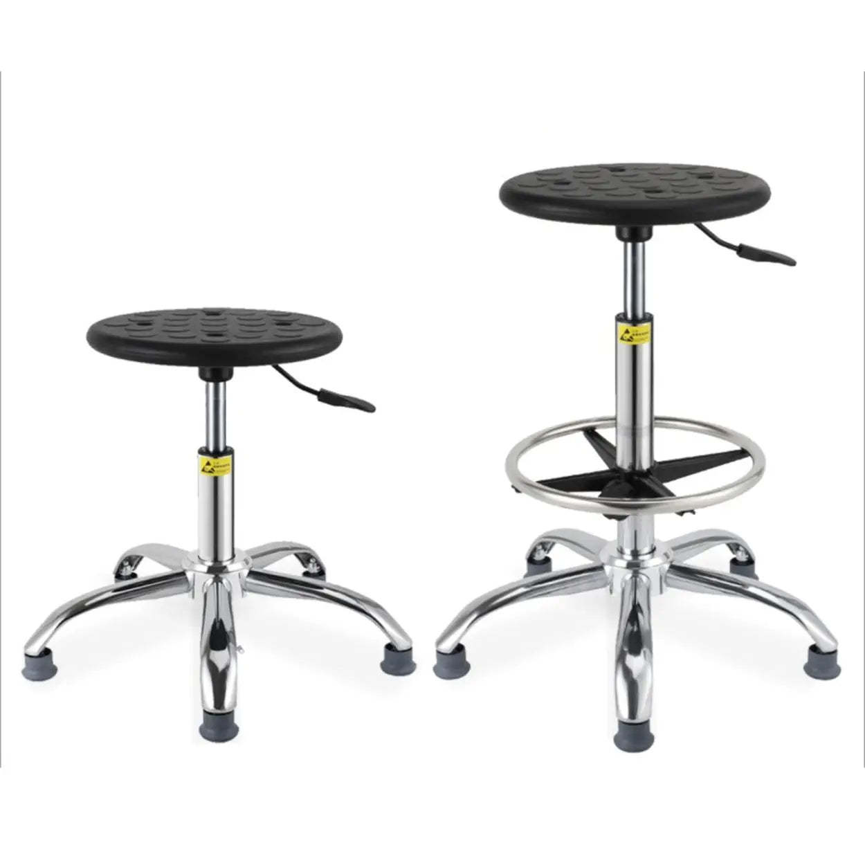 Modern Round Alloy Adjustable Office Stool Black — Aluminium Alloy Leg