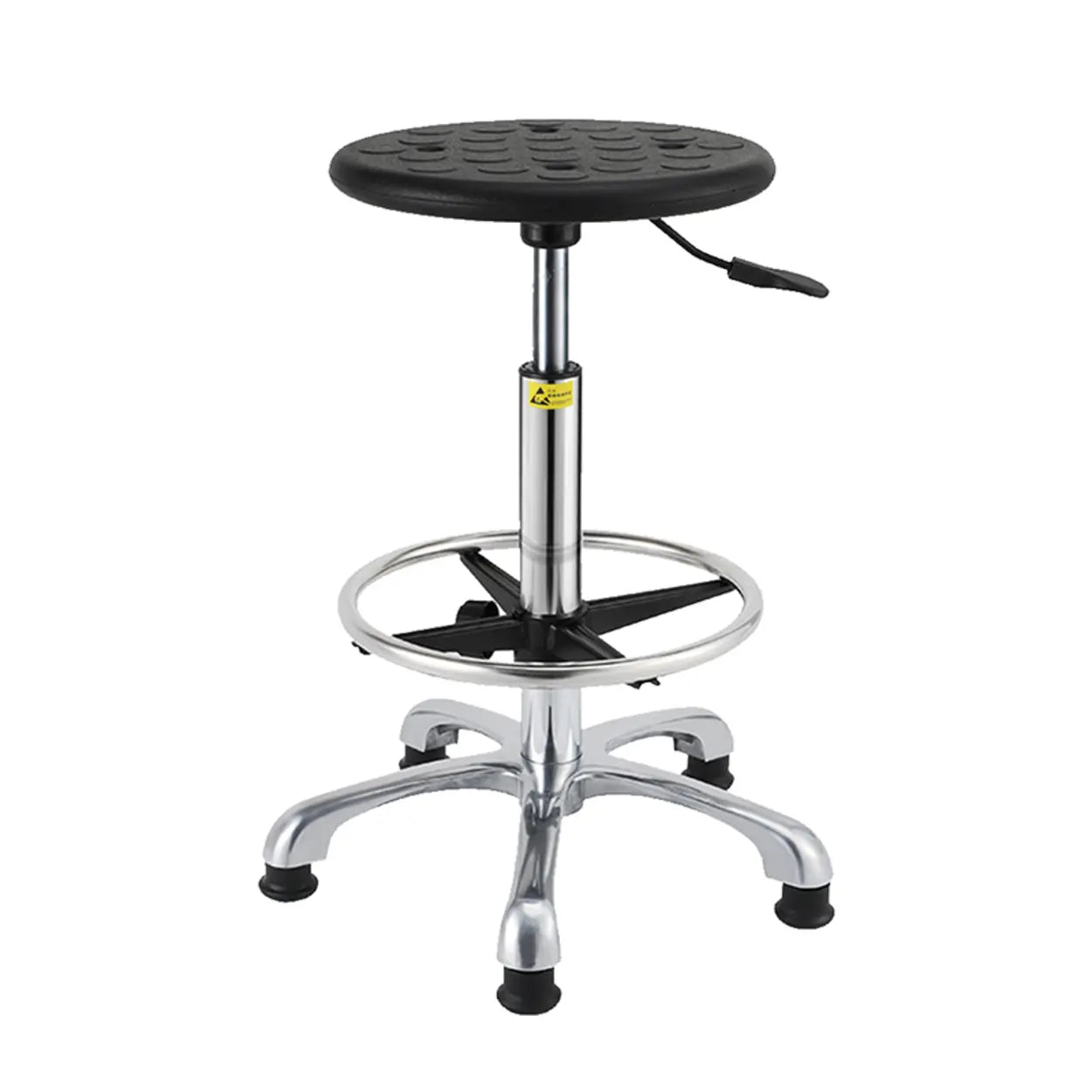 Modern Round Alloy Adjustable Office Stool Black — Aluminium Alloy Leg