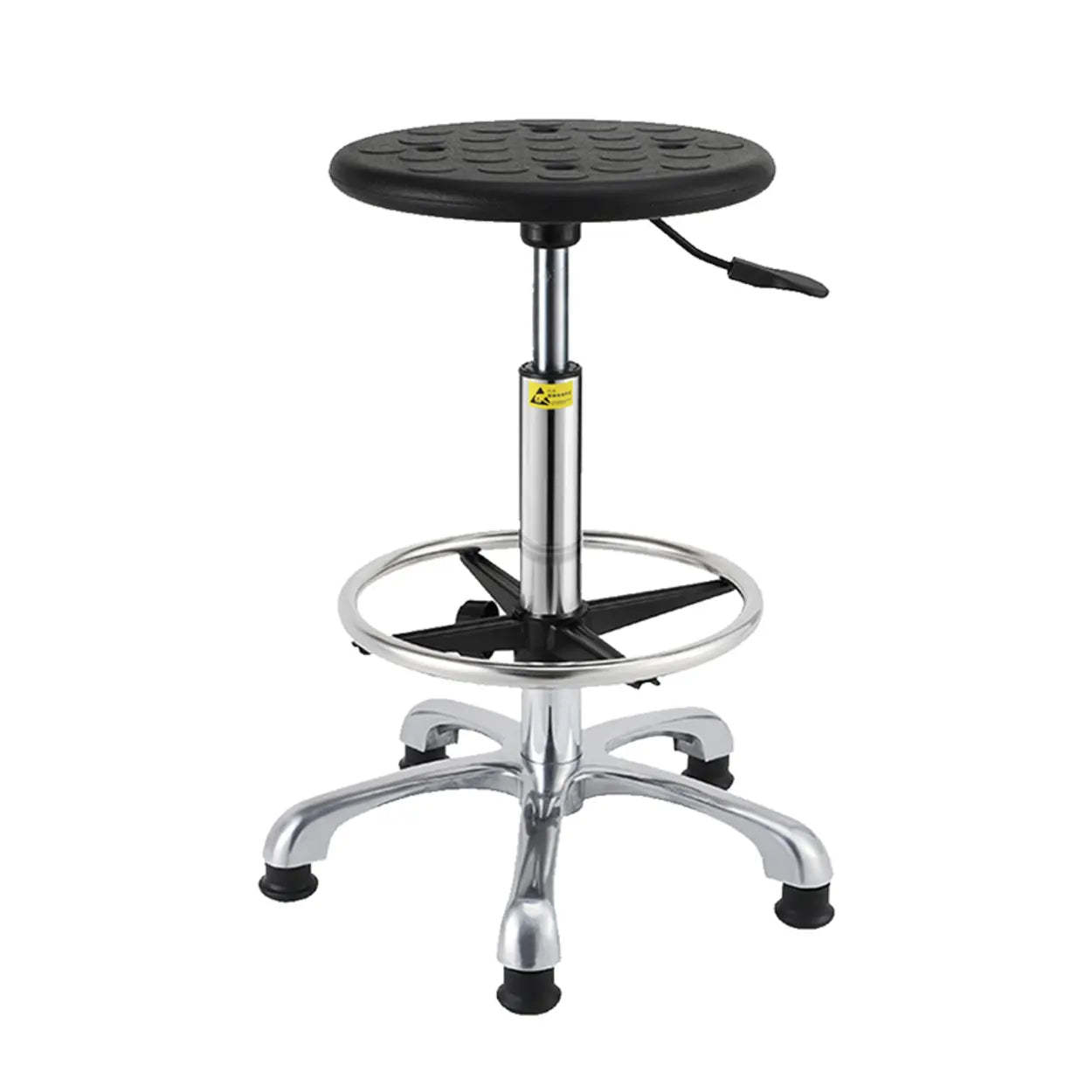 Black modern round alloy office chairs — 18" L x 18" W x 31.5" H / Aluminum