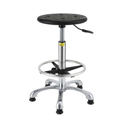 Modern Round Alloy Adjustable Office Stool Black — Aluminium Alloy Leg
