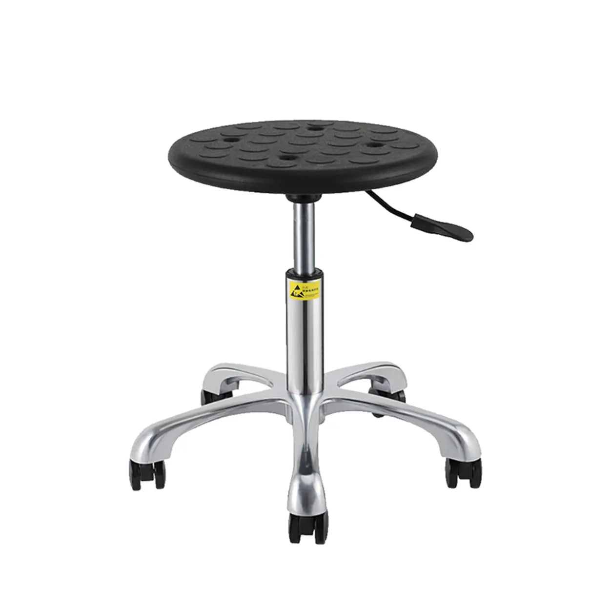 Modern Round Alloy Adjustable Office Stool Black — Nylon Leg