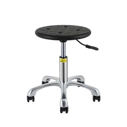Modern Round Alloy Adjustable Office Stool Black — Nylon Leg