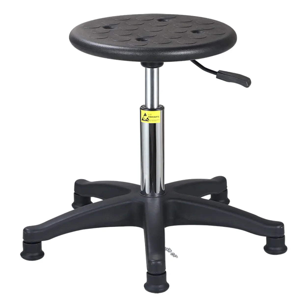 Modern Round Alloy Adjustable Office Stool Black — Steel Leg