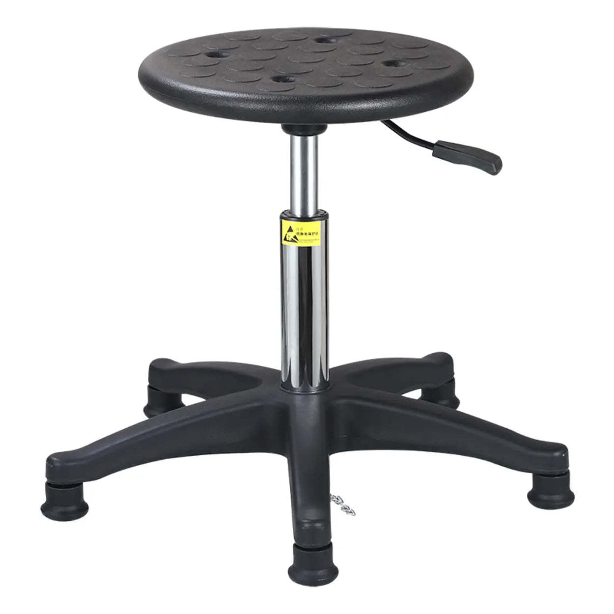 Modern Round Alloy Adjustable Office Stool Black — Steel Leg