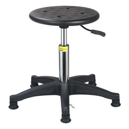 Modern Round Alloy Adjustable Office Stool Black — Steel Leg