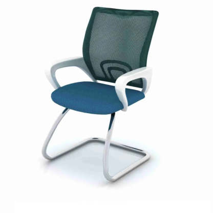 Modern Blue Round Alloy Upholstered Office Stool