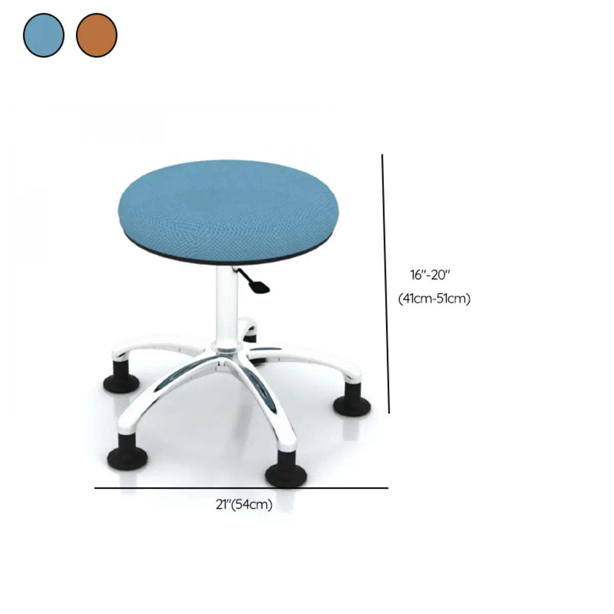 Modern Blue Round Alloy Upholstered Office Stool