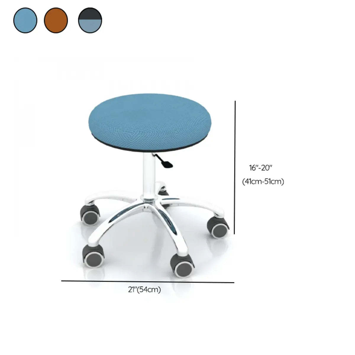 Modern Blue Round Alloy Upholstered Office Stool