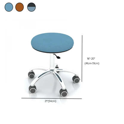 Modern Blue Round Alloy Upholstered Office Stool