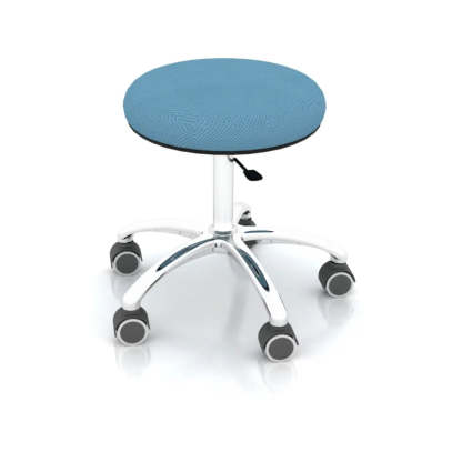 Modern Blue Round Alloy Upholstered Office Stool