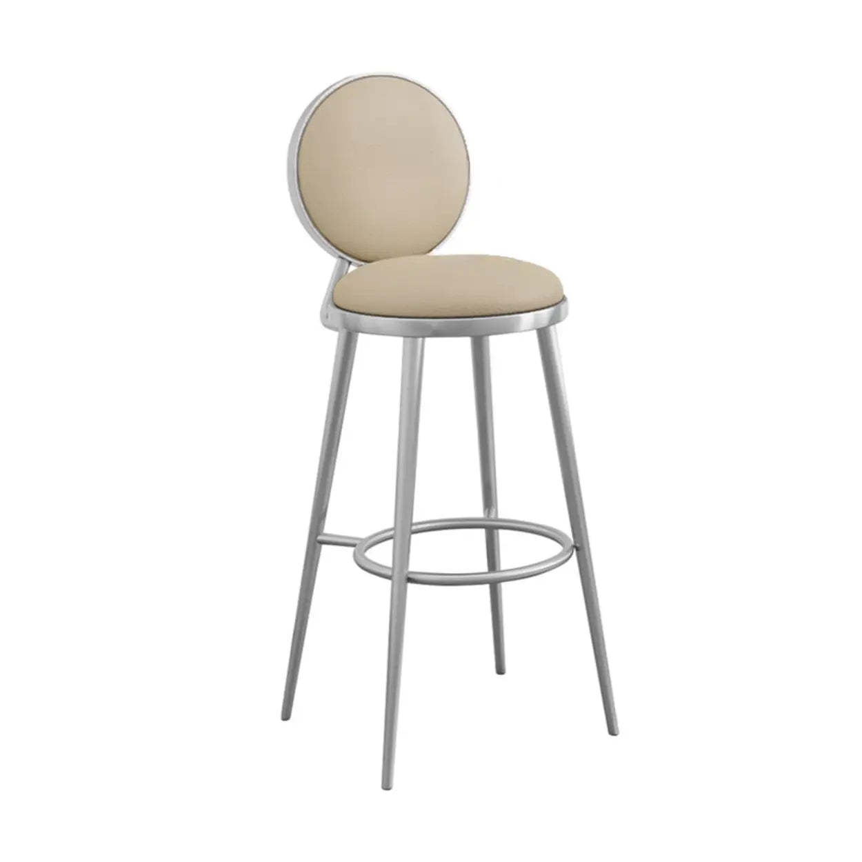 Modern Round-Back Metal Counter Bar Stool — Orange / Silver