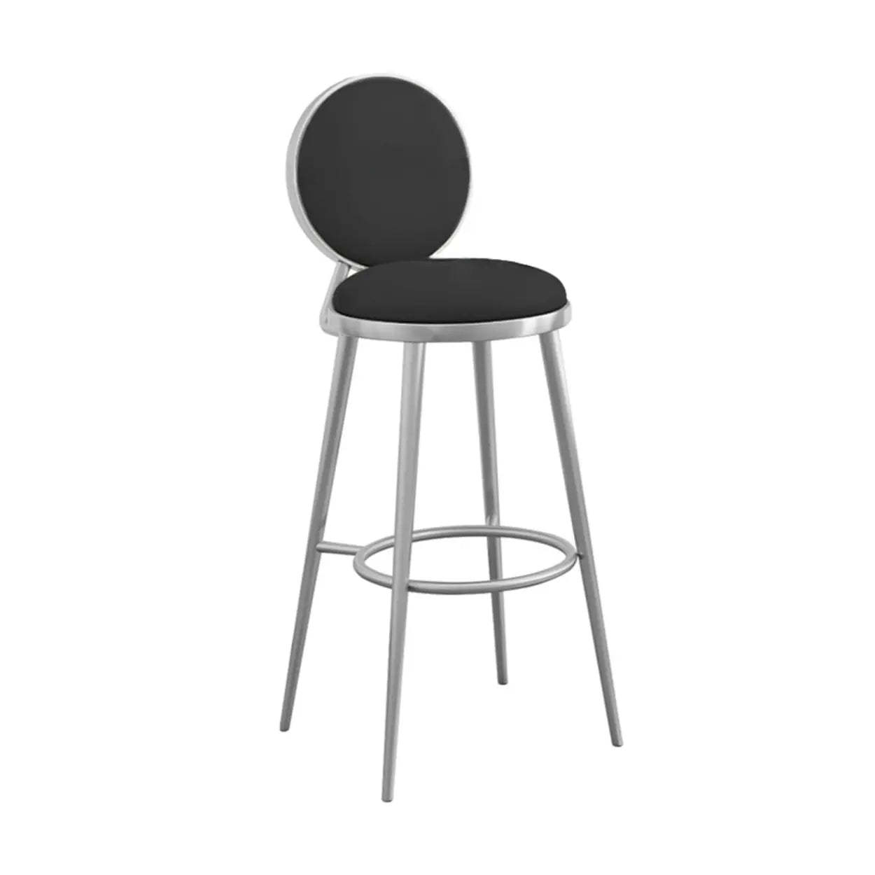 Modern Round-Back Metal Counter Bar Stool — Dark Gray / Silver