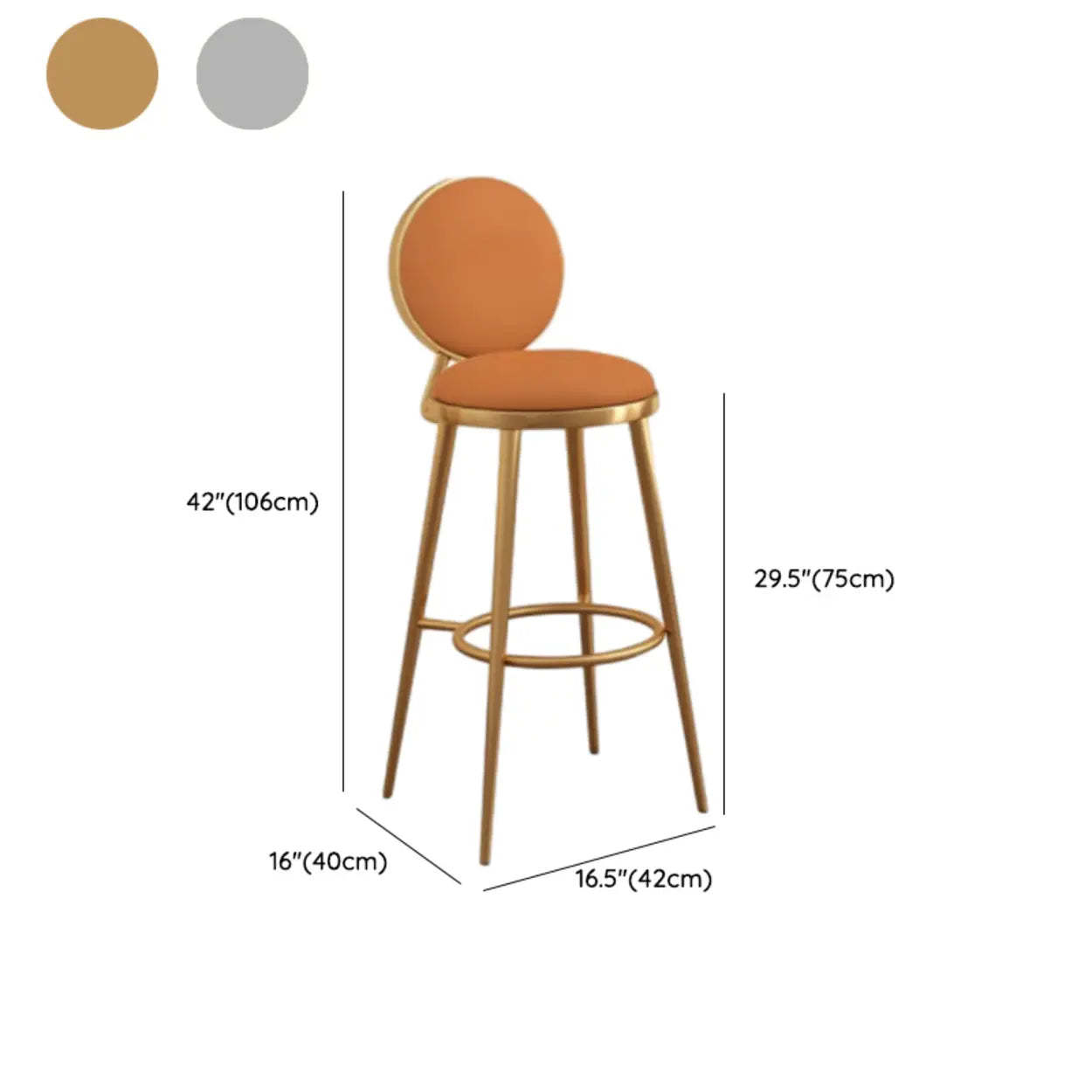 Modern Round-Back Metal Counter Bar Stool