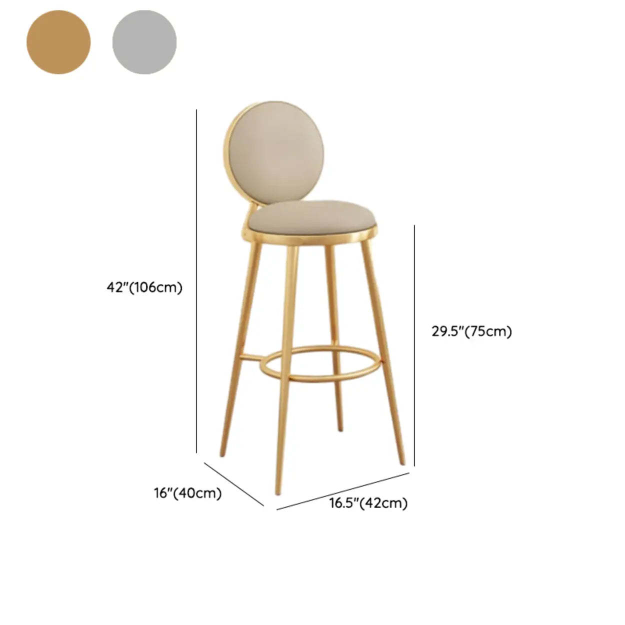 Modern Round-Back Metal Counter Bar Stool
