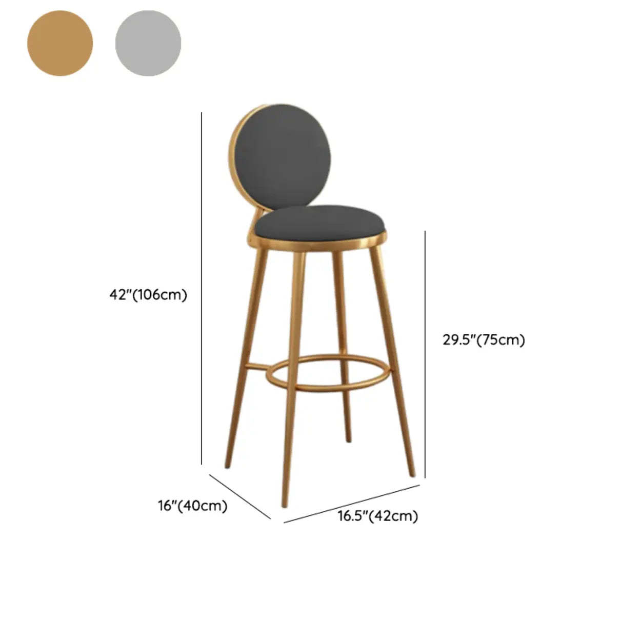Modern Round-Back Metal Counter Bar Stool