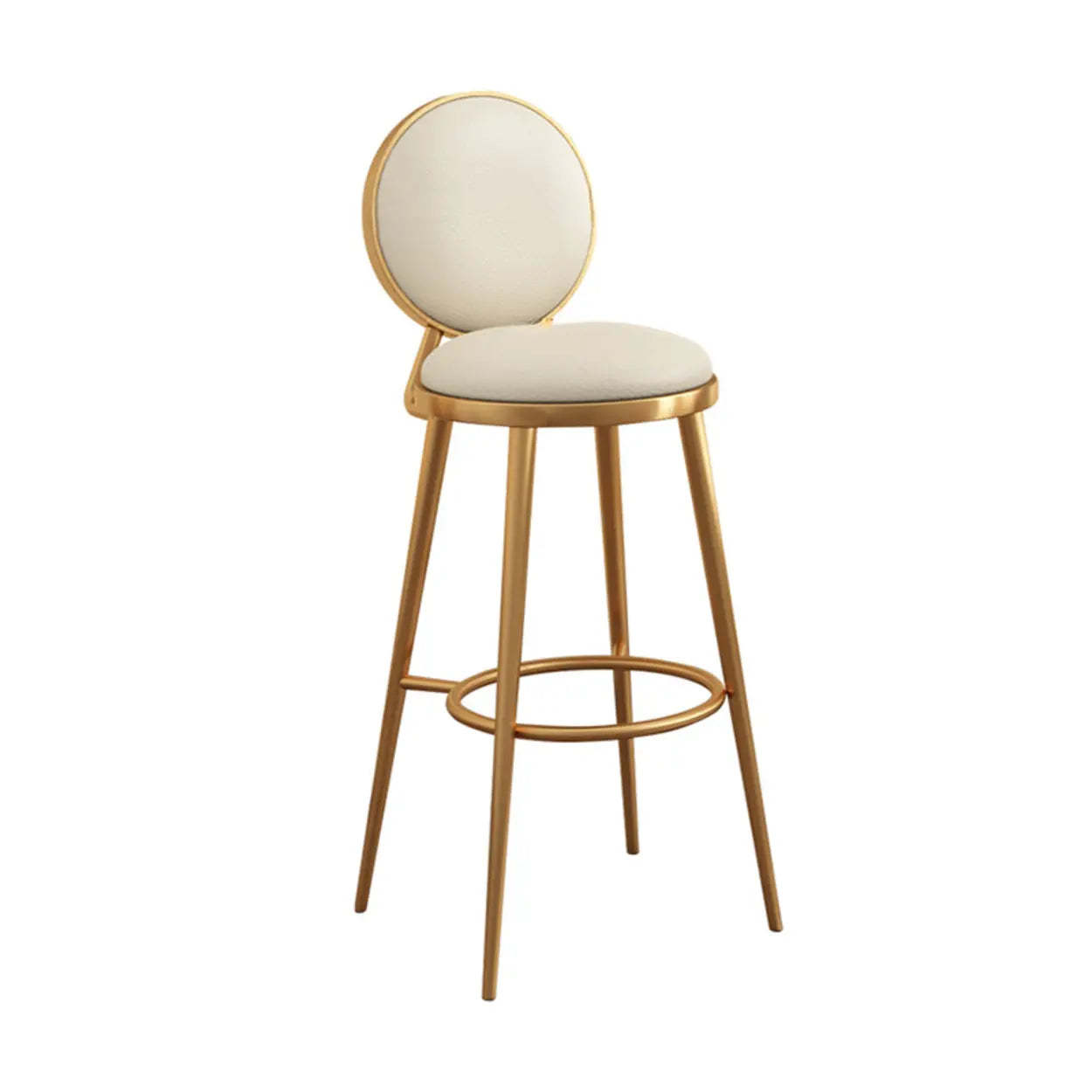 Modern Round-Back Metal Counter Bar Stool — Black / Gold