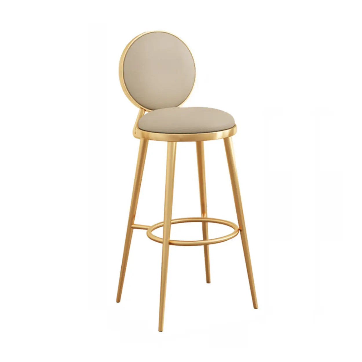 Modern Round-Back Metal Counter Bar Stool — Black / Silver