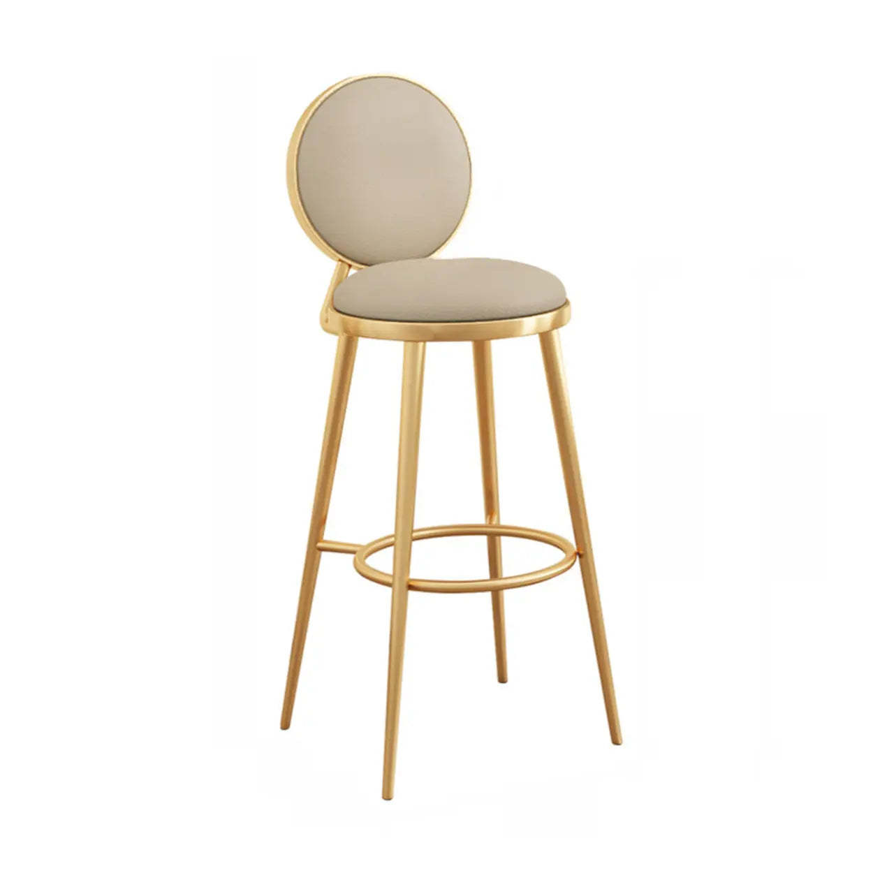 Modern Round-Back Metal Counter Bar Stool — Black / Silver