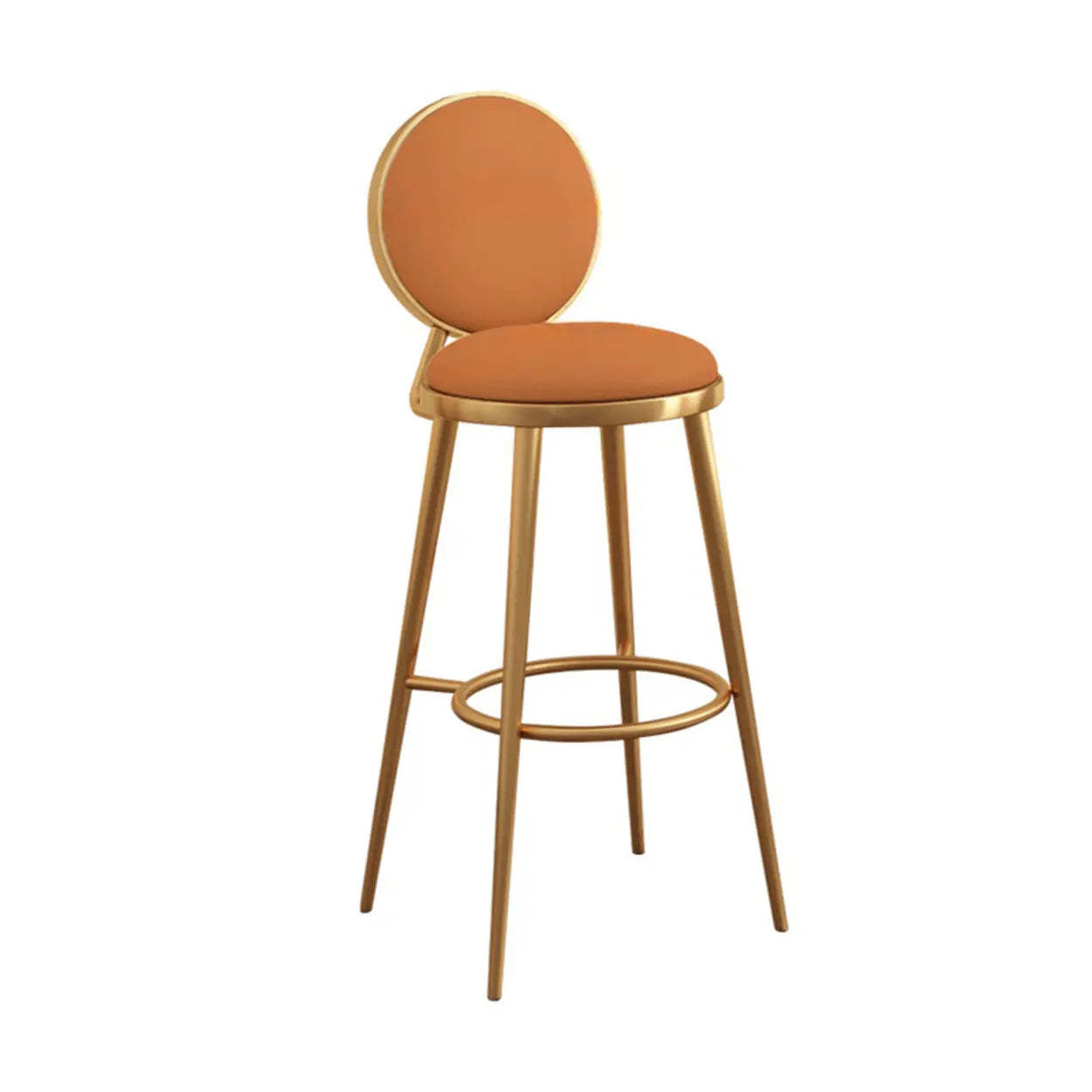 Modern Round-Back Metal Counter Bar Stool — Beige / Gold