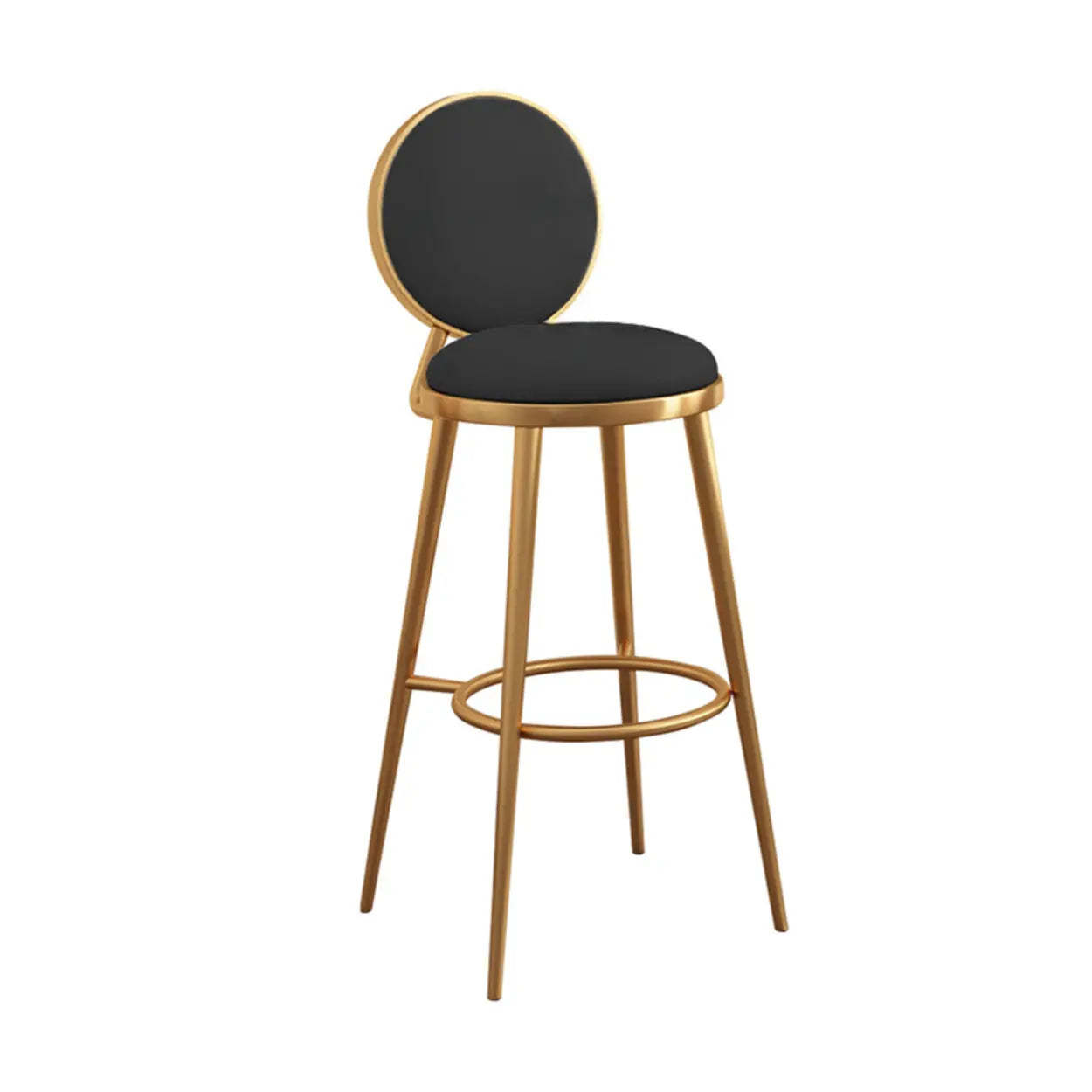 Modern Round-Back Metal Counter Bar Stool — Beige / Silver