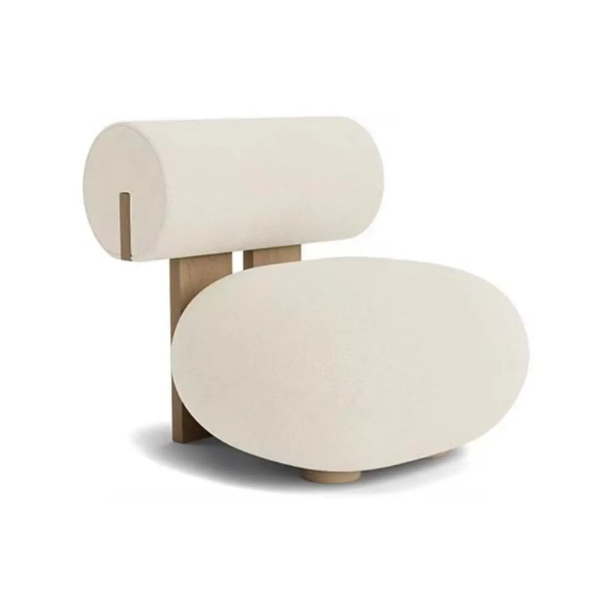 Modern Round Barrel Off-White Sherpa Accent Chair — Sherpa / Green