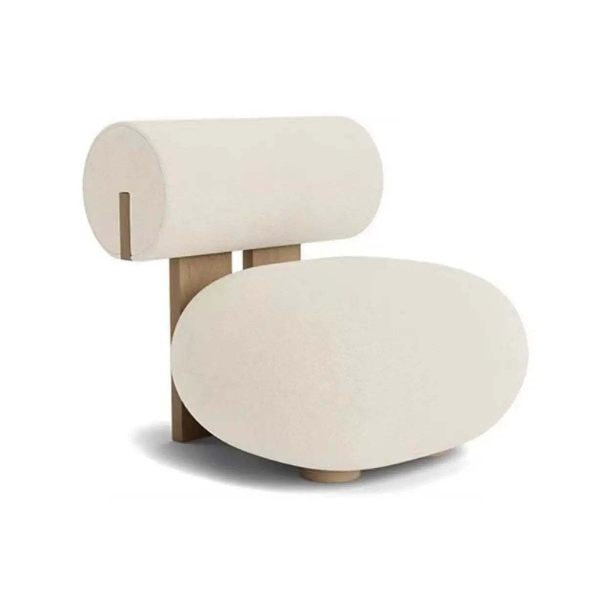 Modern Round Barrel Off-White Sherpa Accent Chair — Sherpa / Green