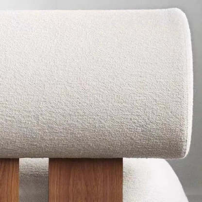 Modern Round Barrel Off-White Sherpa Accent Chair