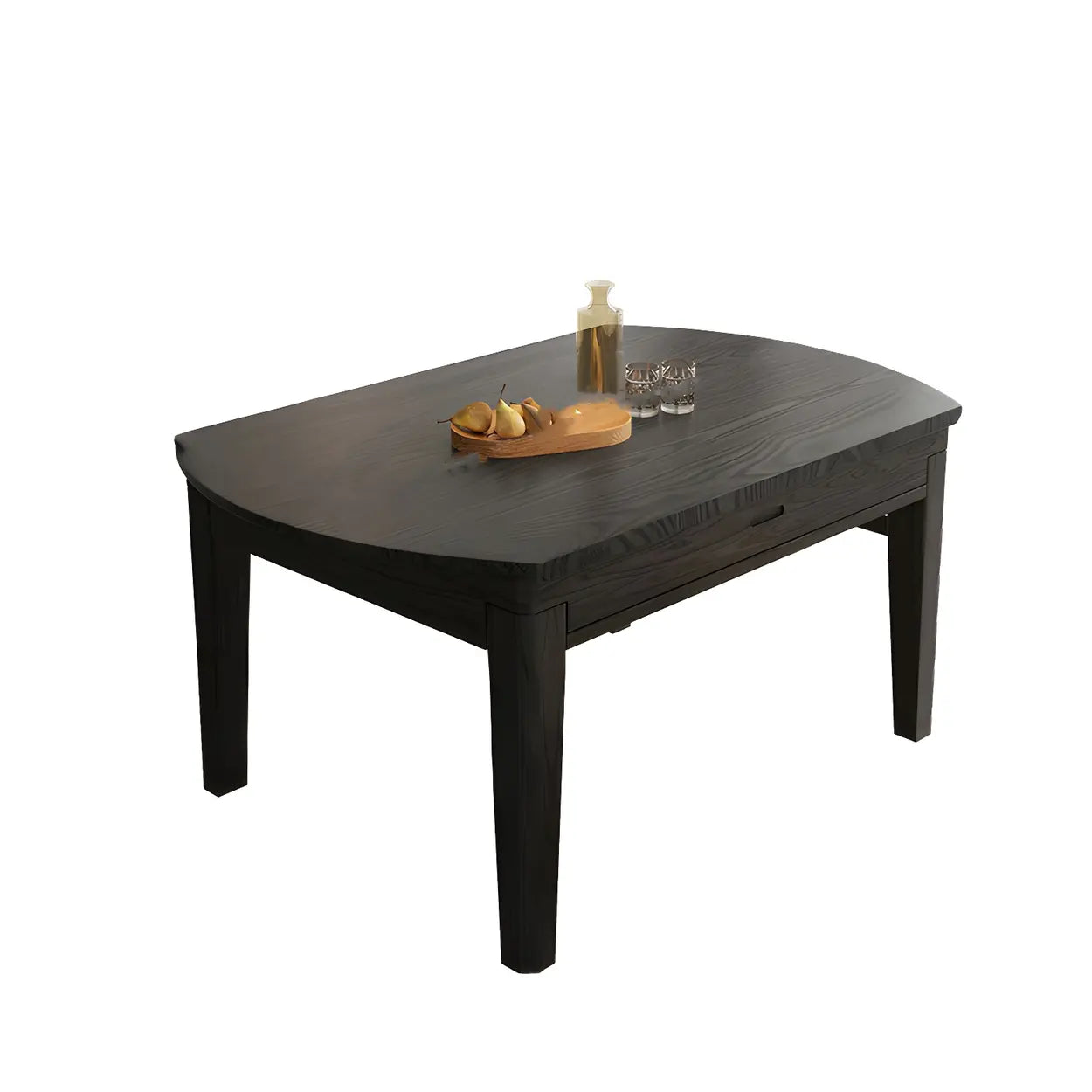 Modern Round Black Ash Drop-Leaf Dining Table
