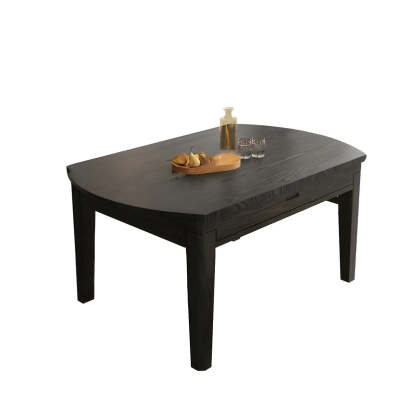 Modern Round Black Ash Drop-Leaf Dining Table