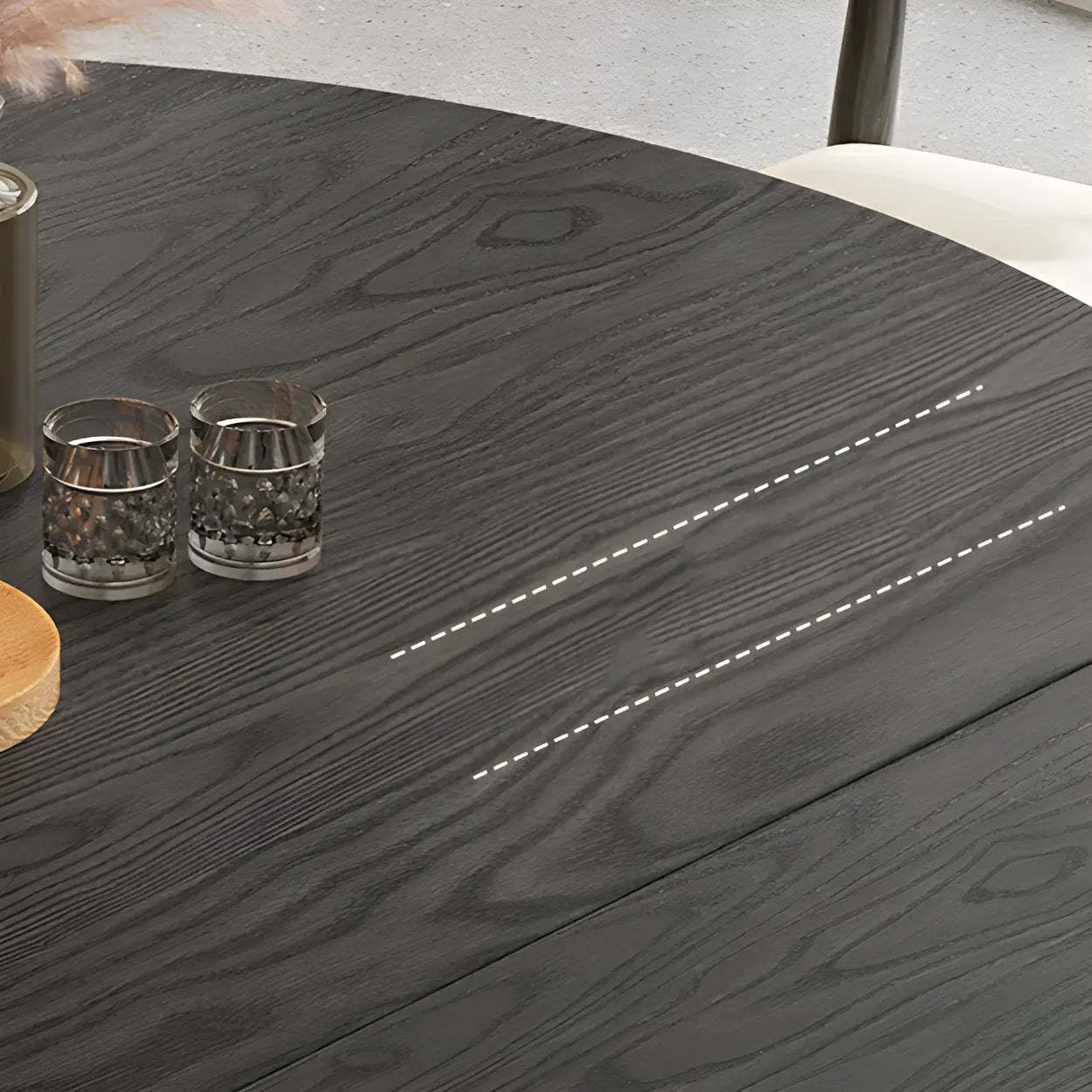 Modern Round Black Ash Drop-Leaf Dining Table