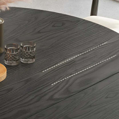Modern Round Black Ash Drop-Leaf Dining Table