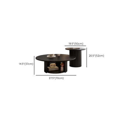 Modern Round Black Stone Nesting Coffee Tables