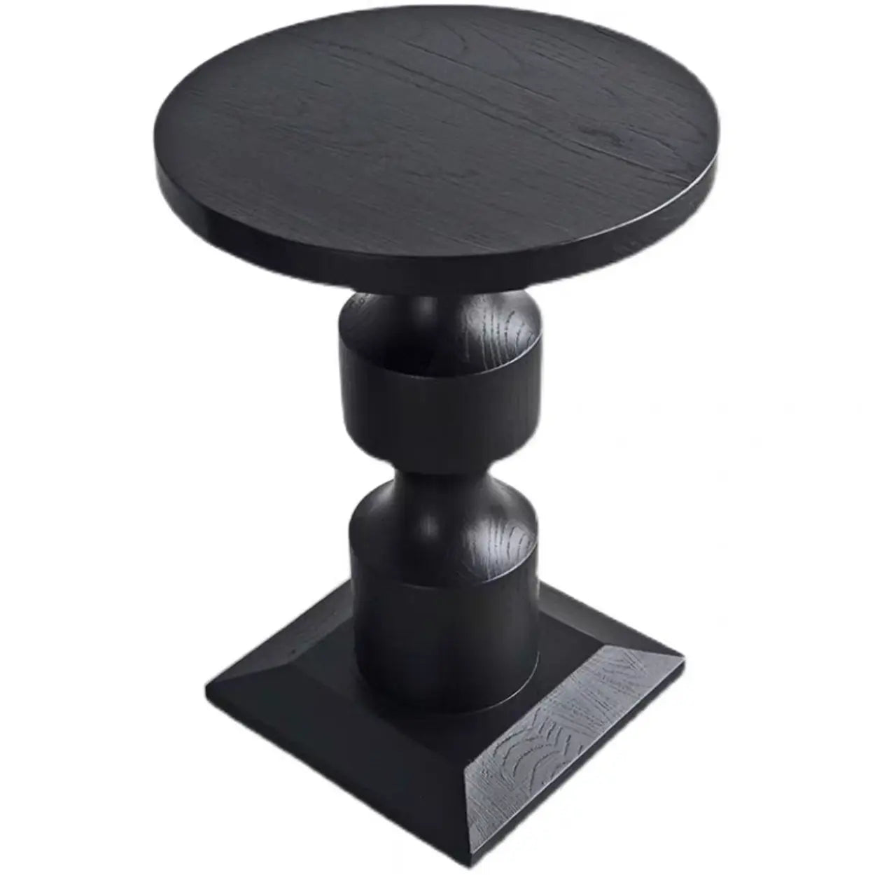 Modern Round Black Wood Pedestal Coffee End Table