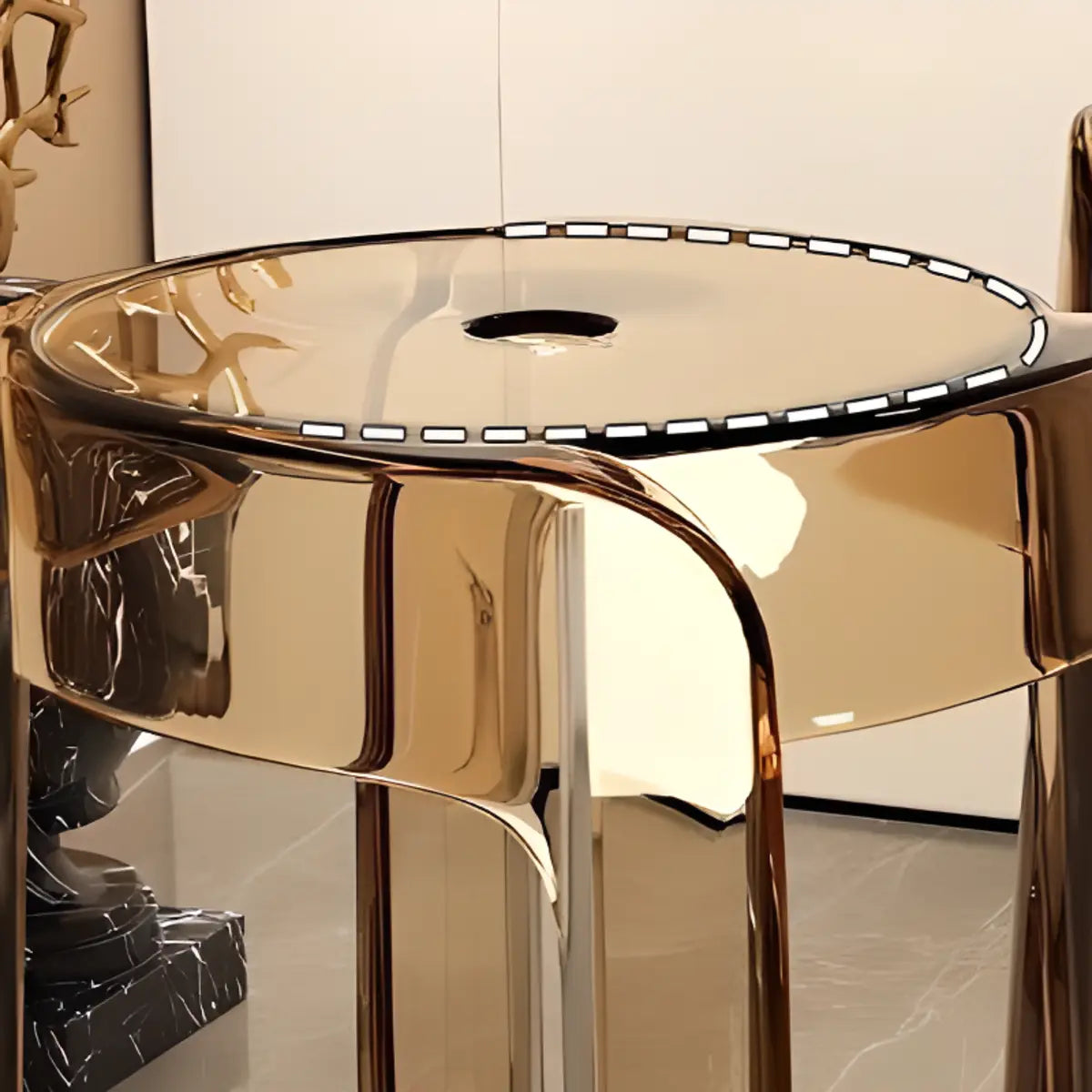 Modern Clear Acrylic Adjustable Office Stool — Red