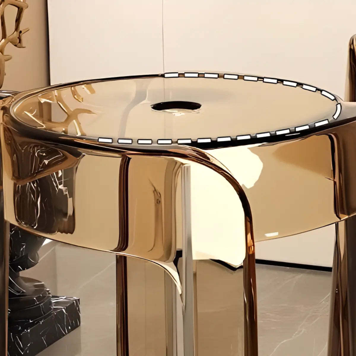 Modern Clear Acrylic Adjustable Office Stool — Red