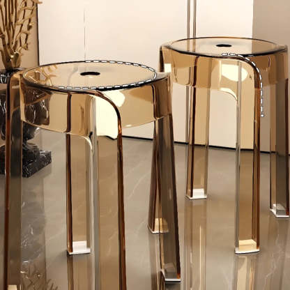 Modern Clear Acrylic Adjustable Office Stool — Tan