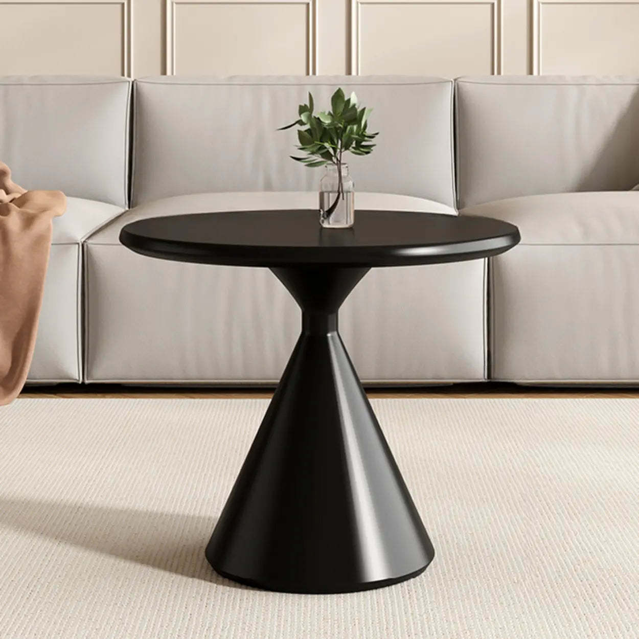 Nordic top round coffee tables in wood — 22" H x 20" Dia x 27.5" L / Black / Black