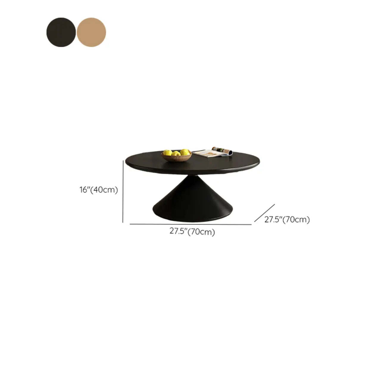Modern Round Wood Top White Base Coffee Table Set