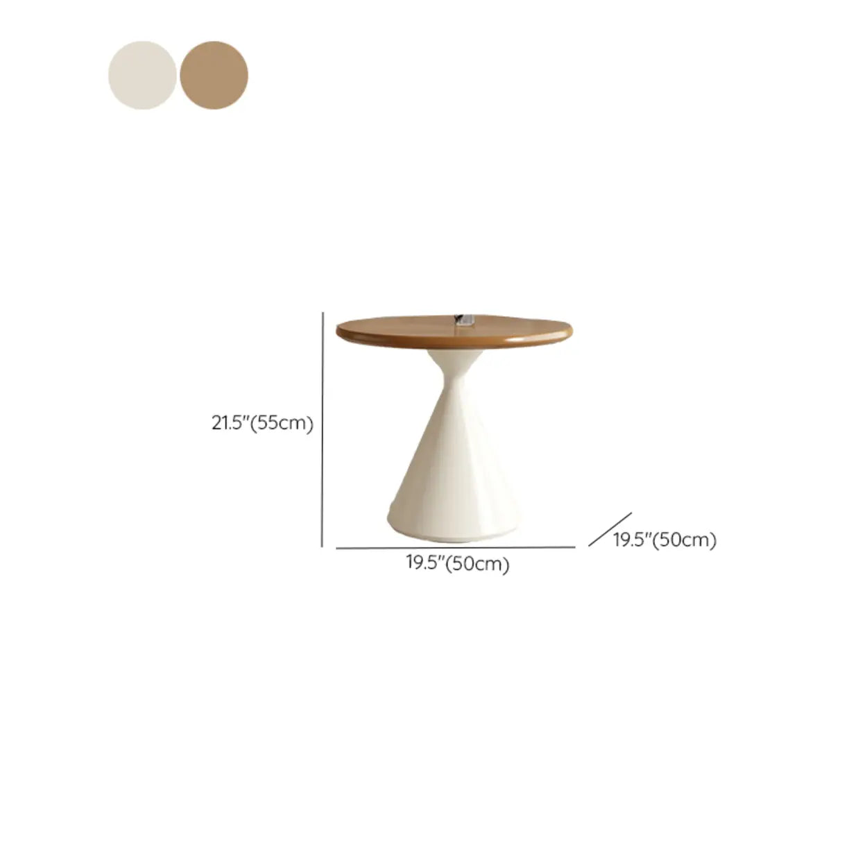 Modern Round Wood Top White Base Coffee Table Set