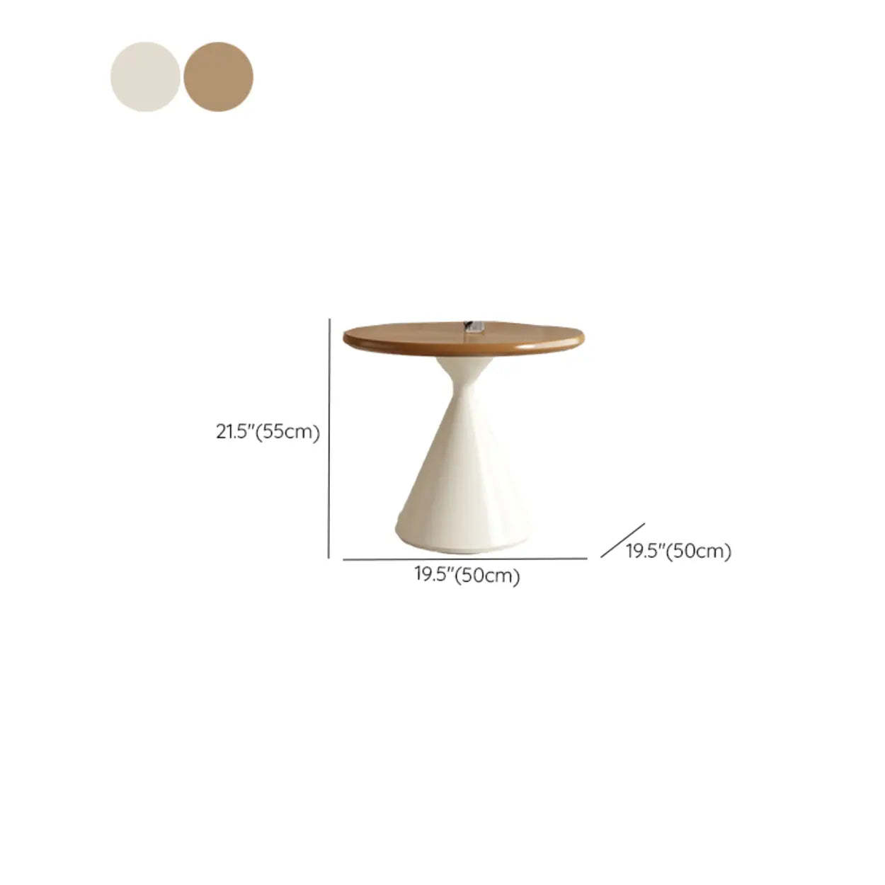 Modern Round Wood Top White Base Coffee Table Set