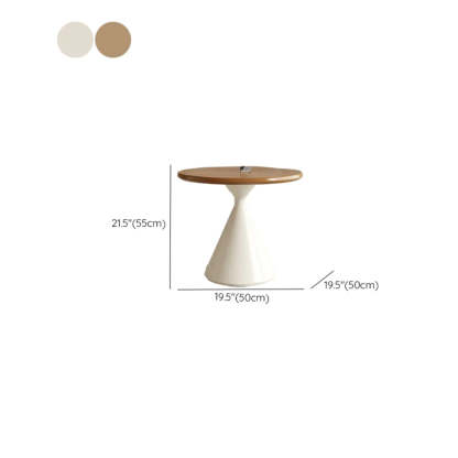 Modern Round Wood Top White Base Coffee Table Set