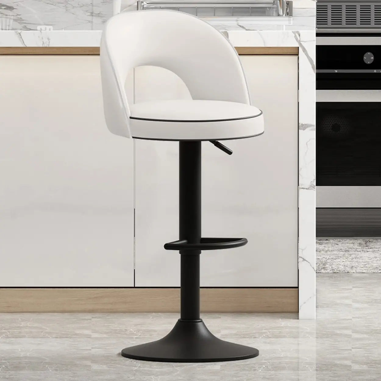 Dark Brown Round Adjustable Swivel Bar Stool — Orange/ Gray / Black