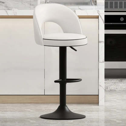 Dark Brown Round Adjustable Swivel Bar Stool — Orange/ Gray / Black