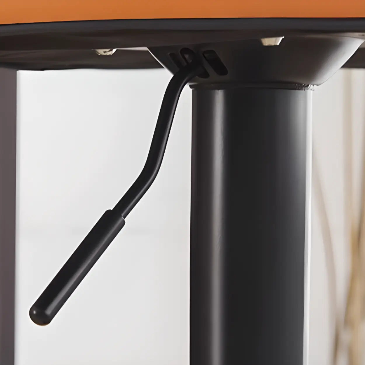 Dark Brown Round Adjustable Swivel Bar Stool — Orange/ Gray / Gold